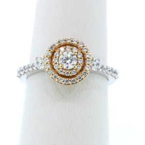 STUNNING DIAMONIQUE HALO RING 925 18K GOLD FINISH